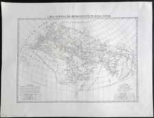 stampa antica mappa 1845 carta geografica mondo antico litografia marzolla