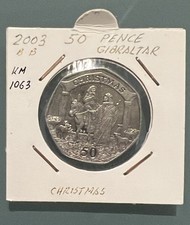 Gibilterra Natale 2003 Maria e Giuseppe 50p moneta cinquanta pence UNC