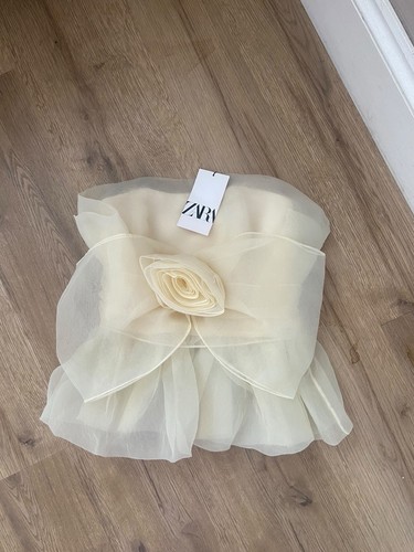 Top organza panna - , zara