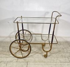 ANTICO CARRELLO BAR DESIGN PORTAVIVANDE ANNI 50 LEGNO OTTONE CARRELLINO VASSOIO