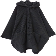 Poncho giacca pile Boris Industries look a strati taglia 1 46-48-50 nero-grigio