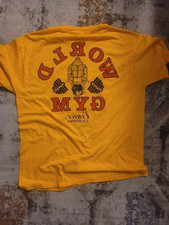 MAGLIETTA PALESTRA MONDIALE GIALLA CLASSICA VINTAGE USATA IN OTTIME CONDIZIONI VENEZIA SPIAGGIA CALIFORNIA GOLDS XL