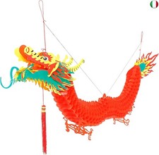 Amosfun Lanterna Drago Cinese 1M Per Decorazioni Di Capodanno, Plastica Rossa,