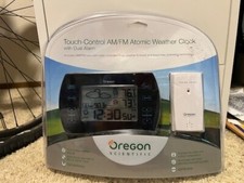 Oregon Scientific Touch Control AM/FM orologio meteorologico atomico doppia sveglia nuovo