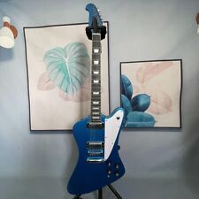 Chitarra elettrica Firebird 6 corde blu argento pickup HH HPL tastiera fatta a mano