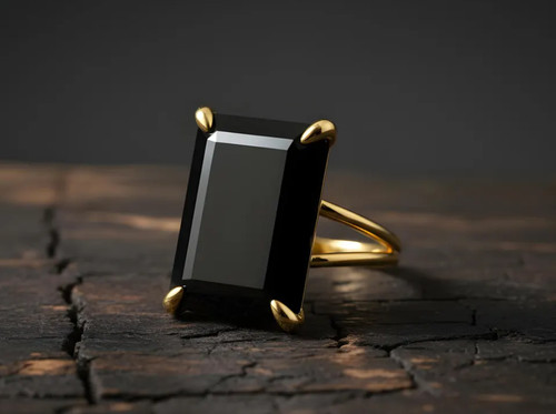Anello baguette onice nera - anello,