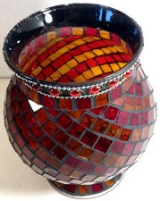 VASO IN VETRO MOSAICO-VINTAGE-CENTROTAVOLA-PORTADOLCI-USATO VASO D'EPOCA