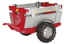 Rolly Toys - Design a doghe per rimorchio agricolo rosso/argento per trattori a pedale Rolly