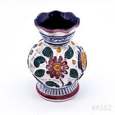 Mid Century Baia Ceramica Vaso Con Decorazione Floreale 62-14 W Germany Handmade