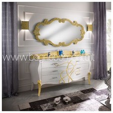 Mobile Bagno Stile Barocco Bombato Doppio Lavabo Top Cristal Swaroski 
