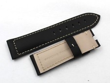 Officine Panerai Cinturino Pelle Liscia Nero 24/22 mm Deployante Alta Qualità