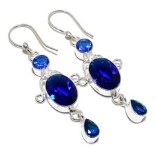 Orecchini da sposa ovali Londra topazio blu argento 925 lunetta minimalista set y162