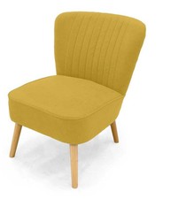 POLTRONA DA ARREDO IN VELLUTO CON PIEDINI IN LEGNO 62X70X 77CM GIALLO OCRA