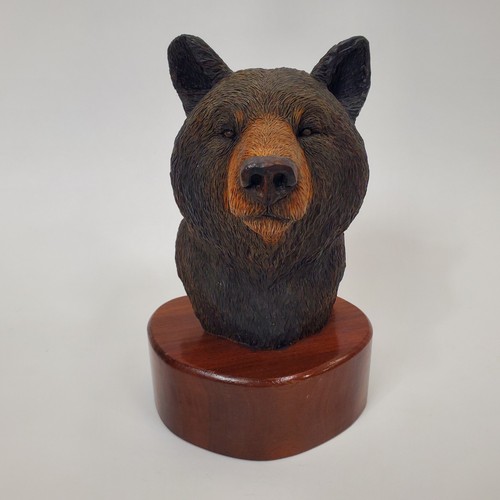 Scultura busto legno orso - , nero