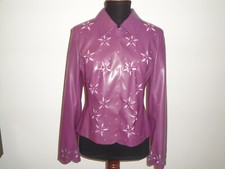FUORI TUTTO! GIACCA DONNA RAGAZZA VINTAGE 42 ECO PELLE VIOLA PRUGNA TRAFORATA