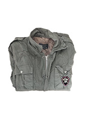 Field Jacket M-65 Stile Militare Verde Oliva Toppa Teschio Biker Streetwear L/XL