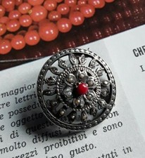  Antica Spilla Vittoriana, metallo colore argento,micro perle di fiume, d.2,6 cm