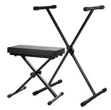 Cavalletto Supporto Tastiera Musicale a X Stand Piedistallo Pianola Set Sgabello