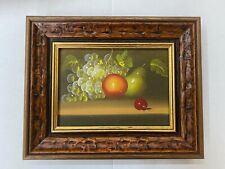 Quadro Classico Olio su Tela Cornice Legno Foglia Oro 26 x 20 Natura Morta