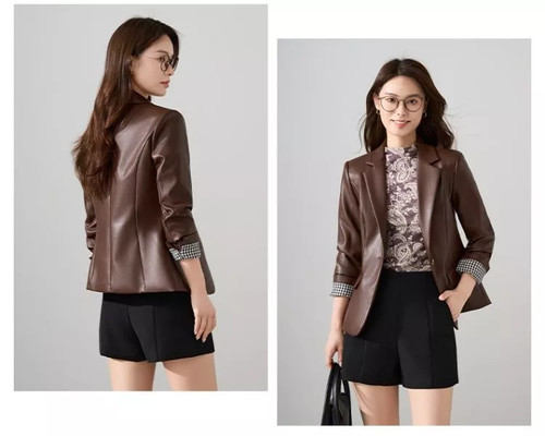 Blazer donna marrone elegante - blazer,