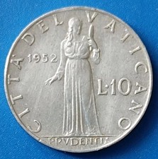 🇻🇦 CITTA' DEL VATICANO 🇻🇦 MONETA COIN 10 LIRE 1952 PAPA PIO XII PIUS XII