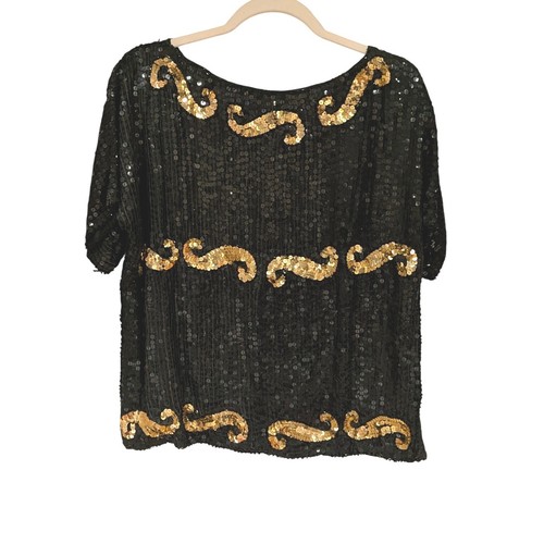Top nero oro paillettes