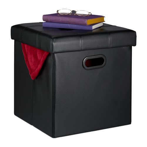 Pouf contenitore pelle finta - pouf,