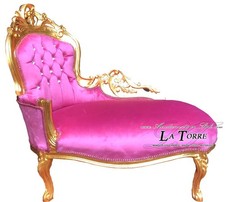 Panca panchetta dormeuse oro velluto fucsia divanetto Barocco swarovski Al3559