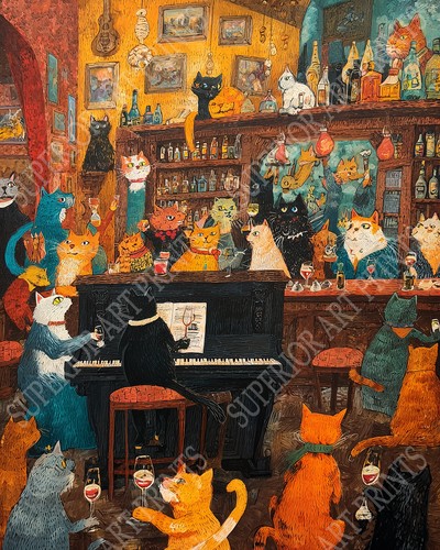 Gatti colorati piano - in,