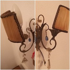 Coppia About Jour da parete in ferro battuto "60 Con Decorazioni In Vetro 