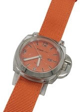 OROLOGIO UOMO TIME4U ARANCIONE GRANDE LEGGERO CINTURINO IN STOFFA BICOLOR