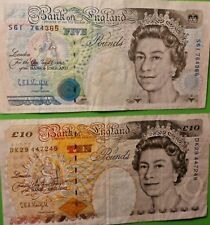REGNO UNITO BANCONOTA G.B. ENGLAND SERIE 5 FIVE & 10 TEN POUNDS 1990/1993 BB/VF