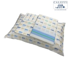 Completo Lenzuola Caleffi Matrimoniale Caleido Blu Puro Cotone Completo