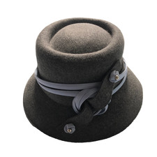 Cappello vintage Graham Smith London grigio lana feltro orlo nodo nastro dettaglio lusso