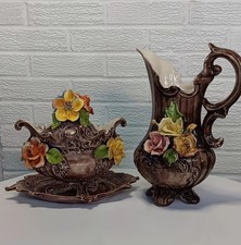 Capodimonte grande vaso + zuppiera con coperchio ceramica italiana antica piccole patatine