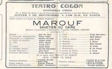 Programma Argentina Colon Teatro Opera Marouf Jose De Luca Ninon Vallin 1925