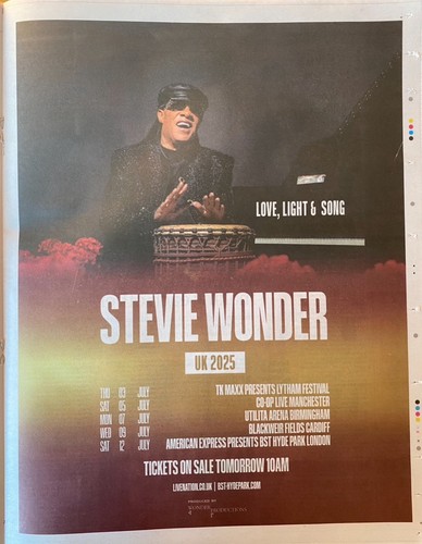 Stevie wonder live - stevie, dates