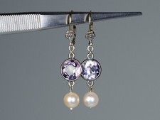 Oro/Argento - Antico Orecchini - Amethyste E Akoya Perle