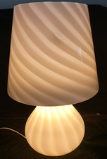 Grande Lampada da Tavolo Fungo Vetro a Spirale Murano Anni 70 Venini cm 49 x 31