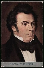 Ritratto di Franz Schubert, compositore, cartolina 1930 