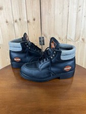 Rare Harley Davidson Vintage Biker Boots Mens Genuine Black Leather Size 41 - 7