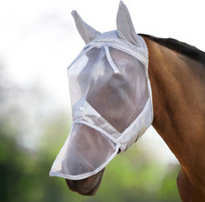 Caremaster Maschera Anti-Mosche per Cavallo UV Protezione Pieno Volto Argento