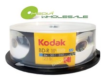 25 KODAK 50GB Blu-ray vuoto BD-R BDR DL 6X doppio strato stampabile a getto d'inchiostro