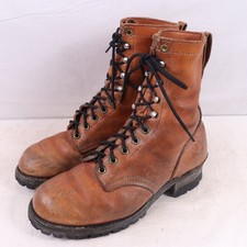 Stivali stringati Herman anni 60 vintage marroni US6,5 25 cm made in USA