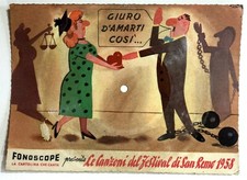 vintage DISCO CARTOLINA 45 GIRI CANZONI FESTIVAL SANREMO 1958