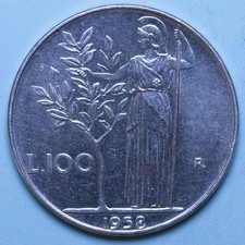 REPUBBLICA ITALIANA 100 LIRE 1958 MINERVA SPL ACCIAIO STEEL COIN NUMISMATICA