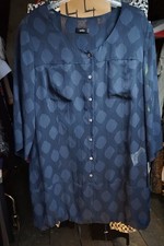 Moda donna camicia blusa oversize volontà nuova 46 XXXL abito lungo blu boutique