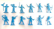 Lotto 12 Soldatini Cowboy e Nordisti Colore Azzurro Senza Marca Scala 1/32