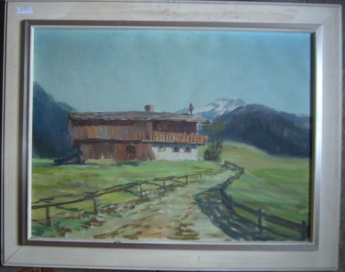 Dipinto olio circa - dipinto, alpi