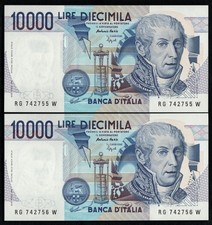 X 1   BANCONOTA DI SERIE CONSECUTIVE  10000 LIRE ALESSANDRO VOLTA   FDS/UNC